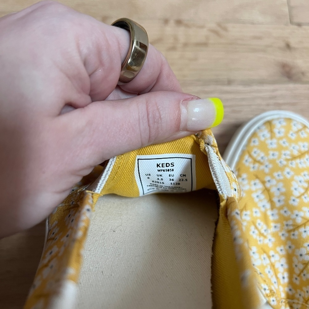 Keds Women’s Yellow Floral Double Decker Slip on Sneakers 6 - Picture 9 of 12